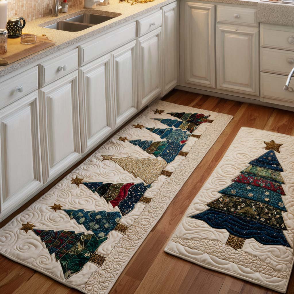 Naomi - 2-Piece Kitchen Mat Set - Christmas Pines