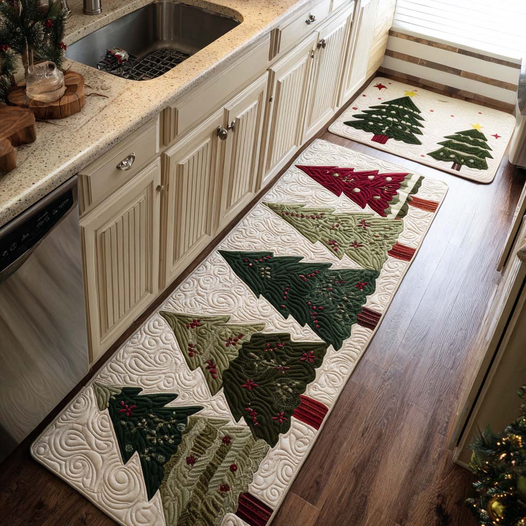 Nicole - 2-Piece Kitchen Mat Set - Christmas Pines