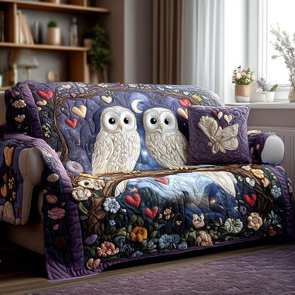 Nona - Quilted Sofa Cover Owls Nocturnal
