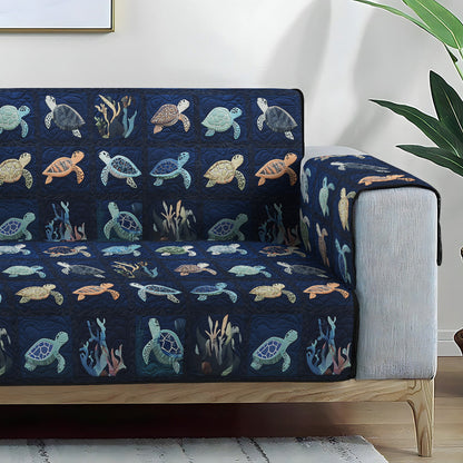 Coby - Quilted Sofa Cover Oceanic Pattern