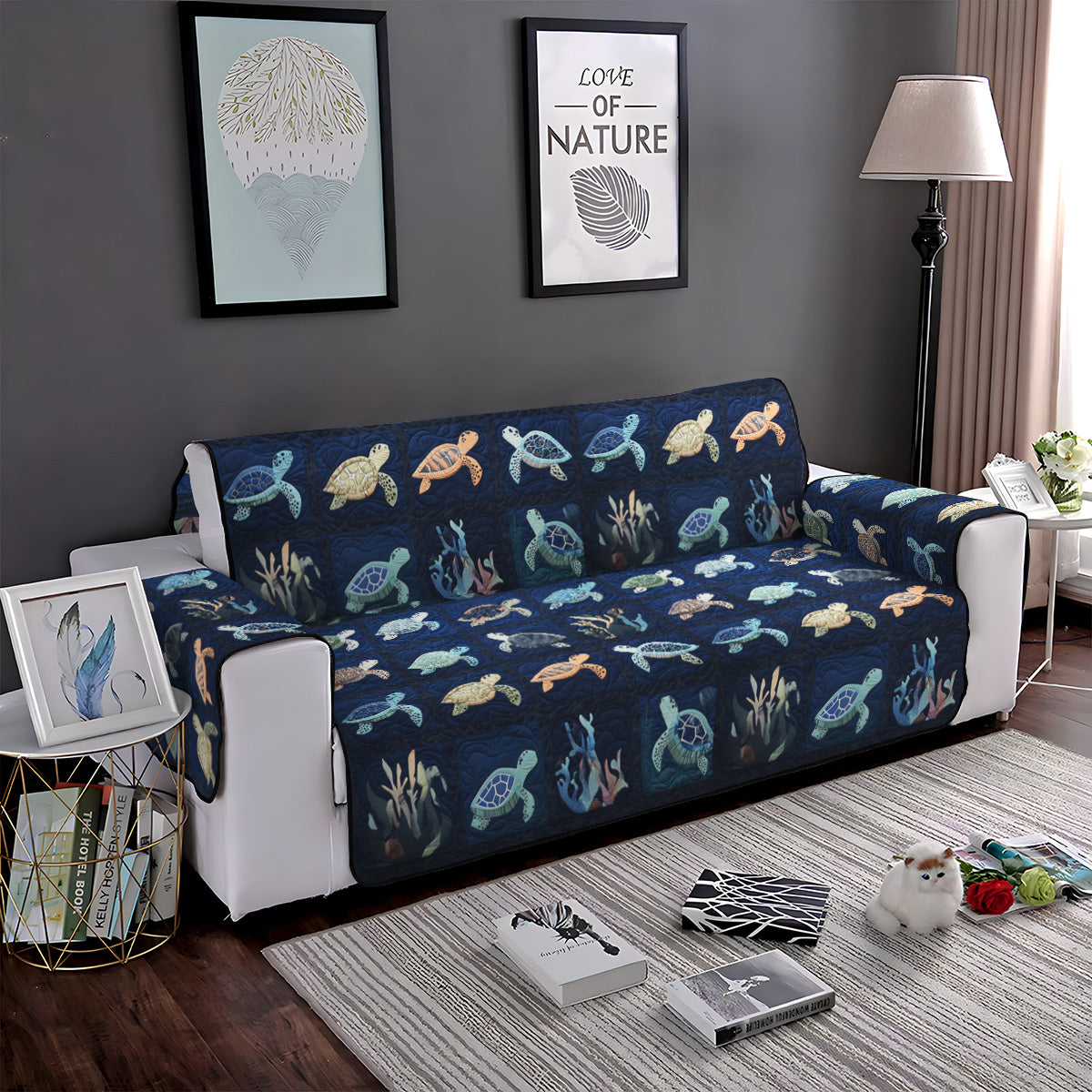 Coby - Quilted Sofa Cover Oceanic Pattern