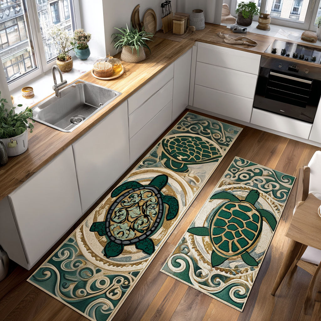 Ophelia - 2-Piece Kitchen Mat Set - Elegant Shells