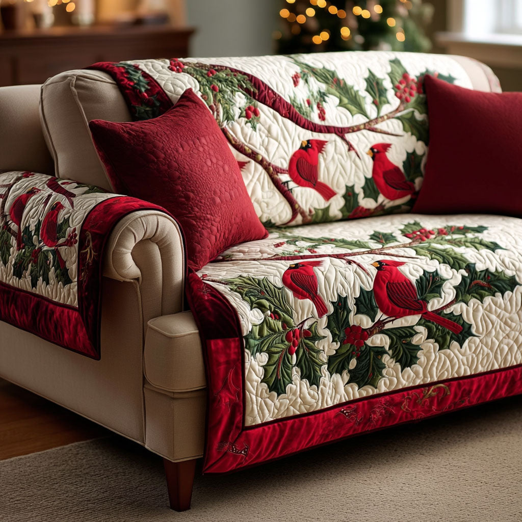 Oriana - Quilted Sofa Cover Cardinals Crimson