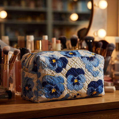 Janne - Quilted Toiletry Bag - Violets