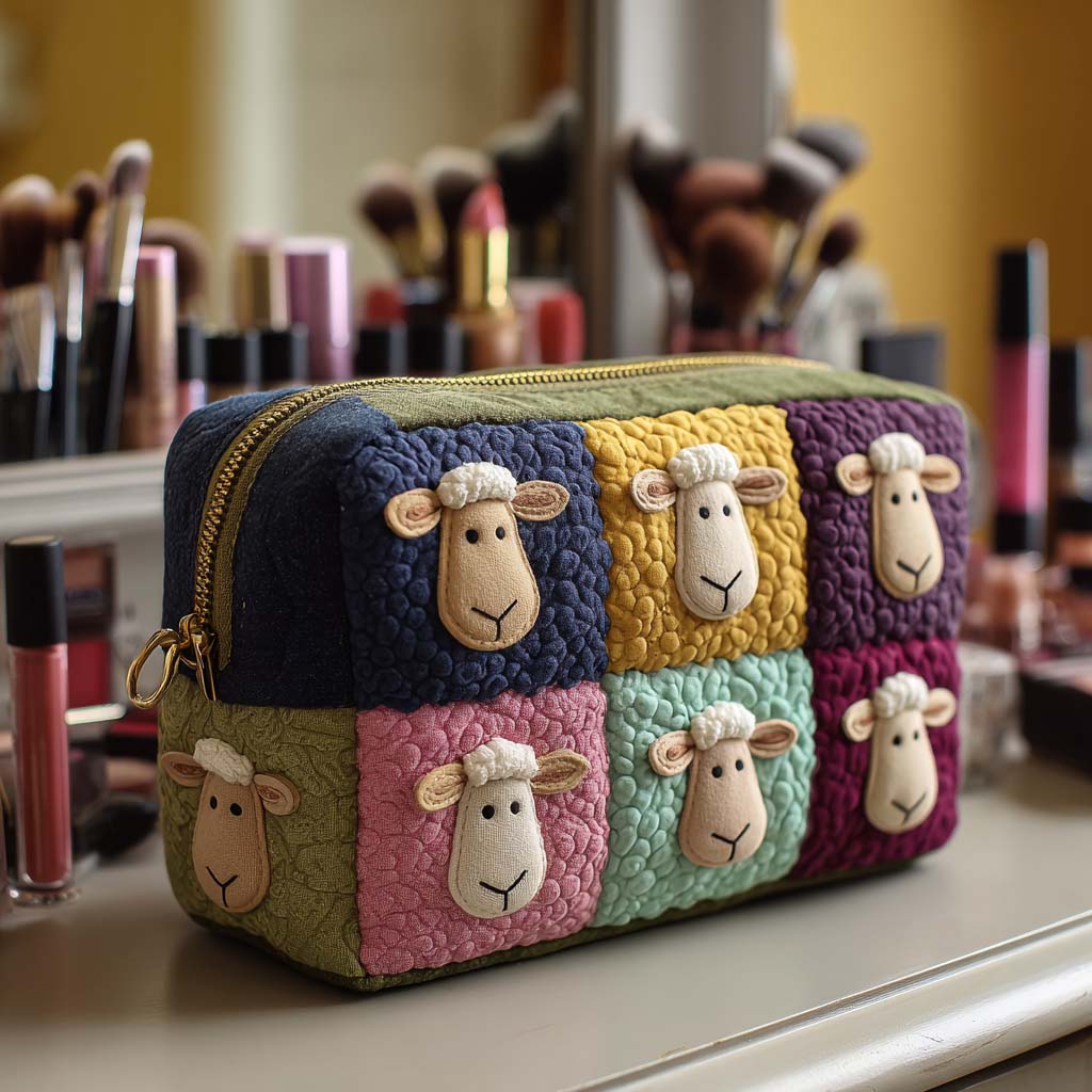 Loïs - Quilted Toiletry Bag - Sheep