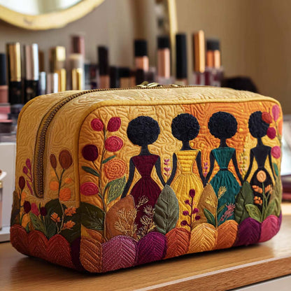 Patricia - Quilted Toiletry Bag - Golden Accents