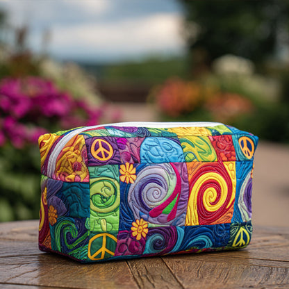 Hanne - Quilted Toiletry Bag - Peace Symbol