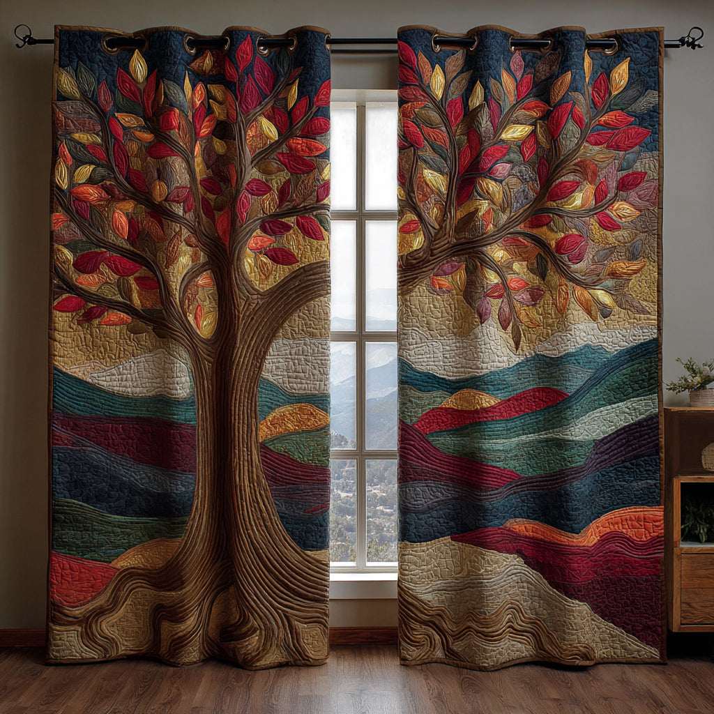 Penny - Quilted Curtains - Sunset Tree of Life