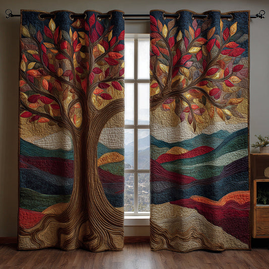 Penny - Quilted Curtains - Sunset Tree of Life
