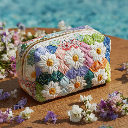 Norah - Quilted Toiletry Bag - Petals