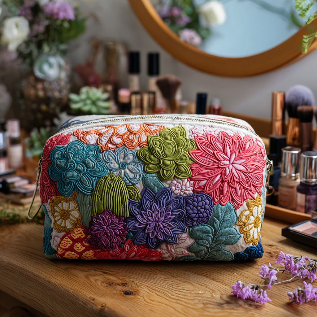 Nadia - Quilted Toiletry Bag - Garden
