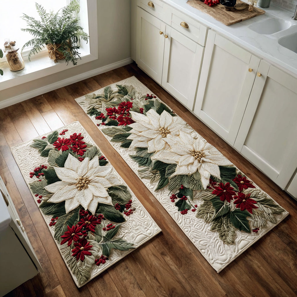 Priya - 2-Piece Kitchen Mat Set - Snow Petals