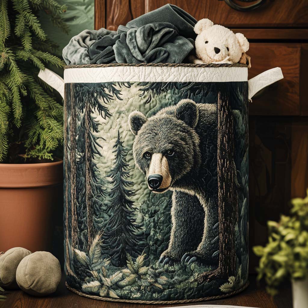 Quilted Laundry Basket - Bear Paws