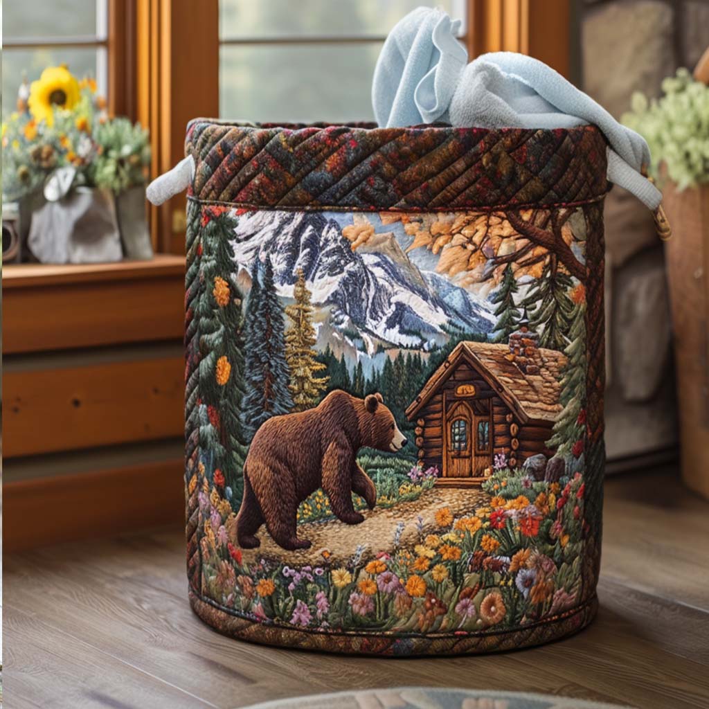 Quilted Laundry Basket - Bear's Cabin