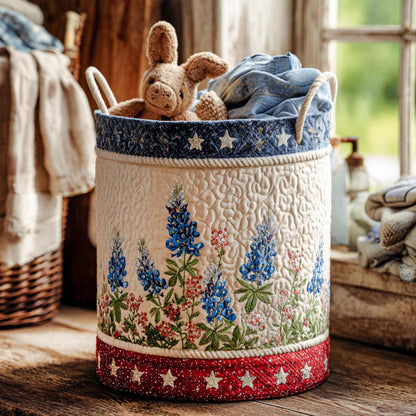 Quilted Laundry Basket - Blue Lupin