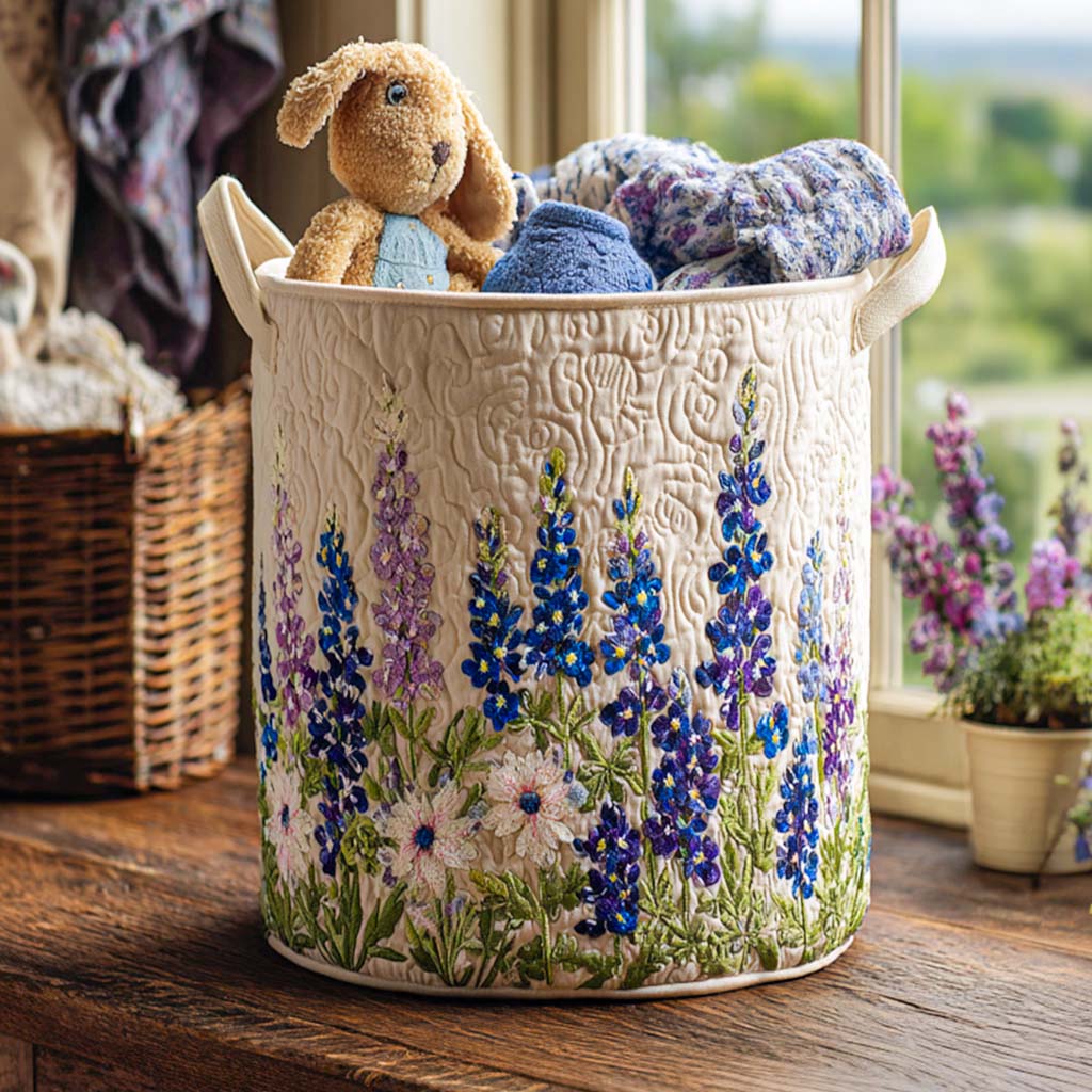 Quilted Laundry Basket - Blue Lupin