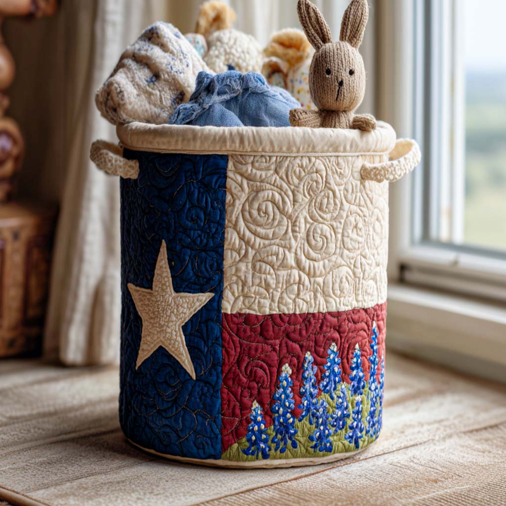 Quilted Laundry Basket - Blue Lupin