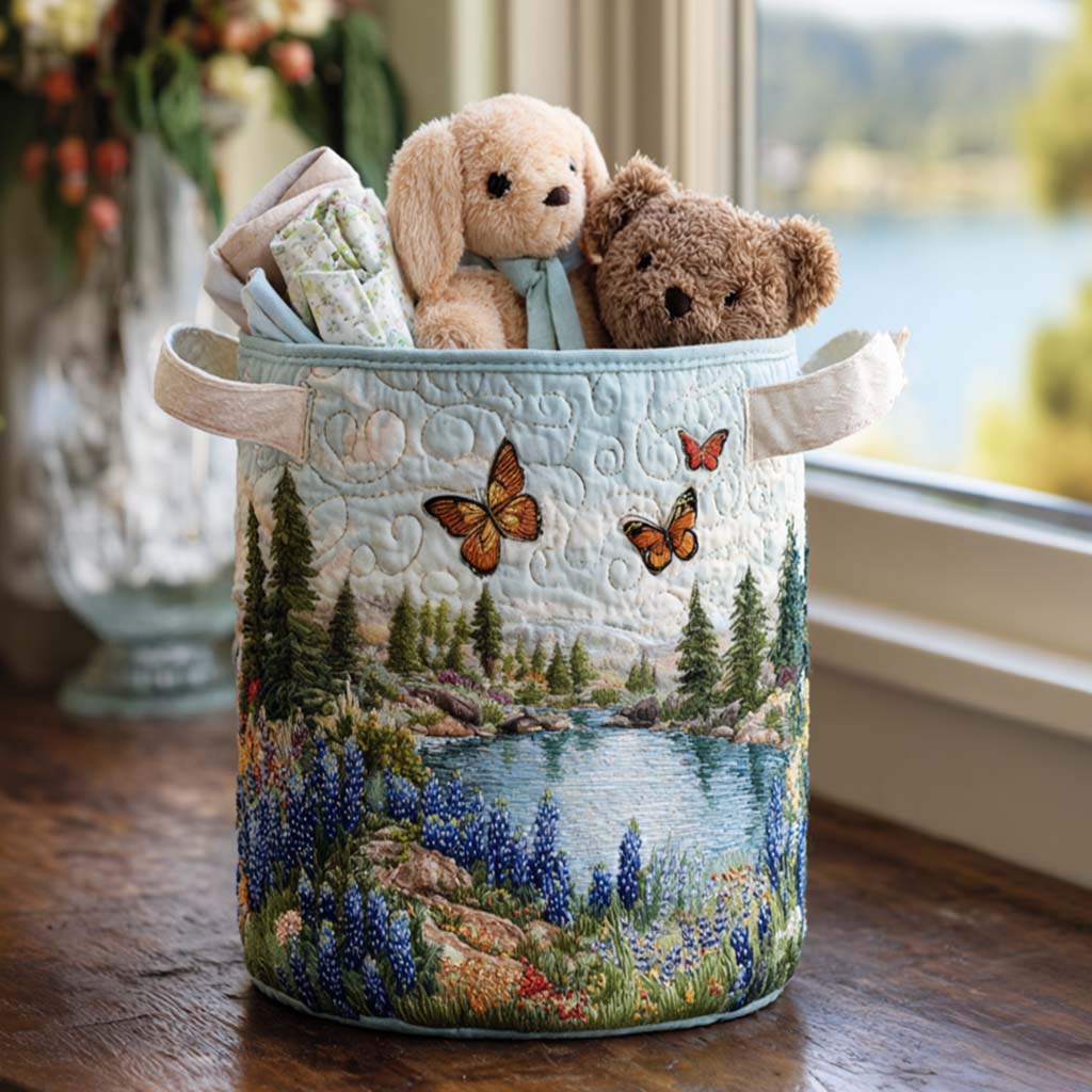 Quilted Laundry Basket - Blue Lupin