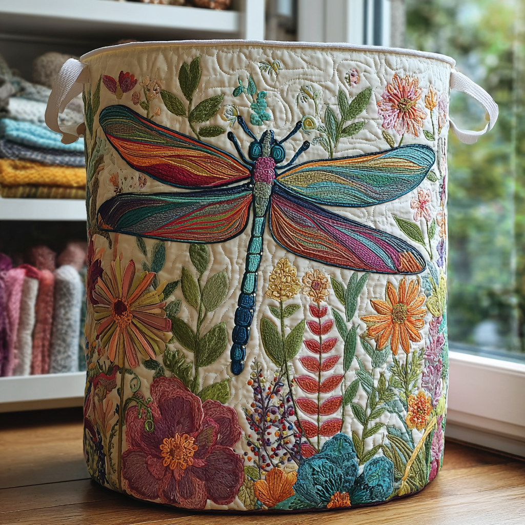 Quilted Laundry Basket - Butterfly Garden