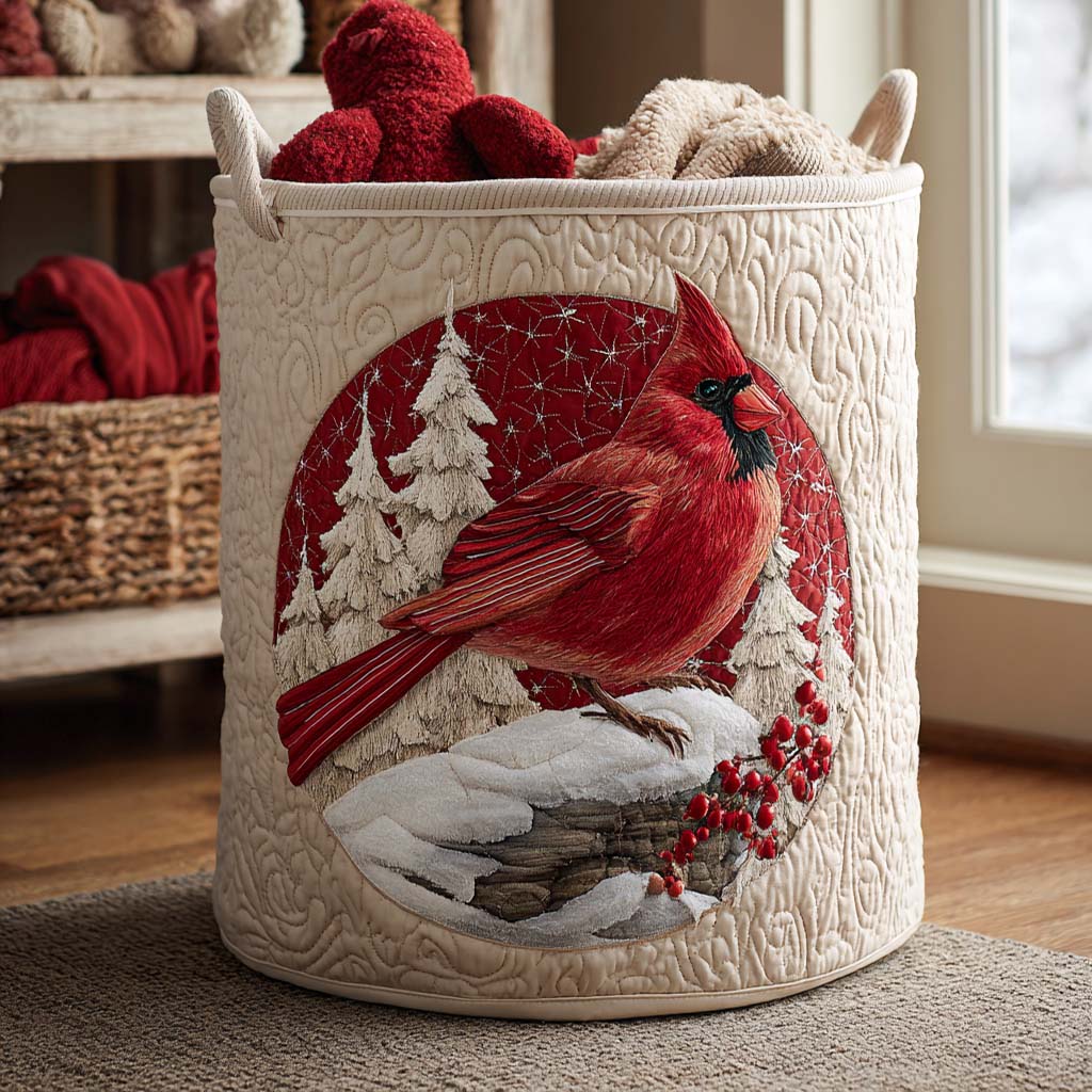 Quilted Laundry Basket - Cardinal Red