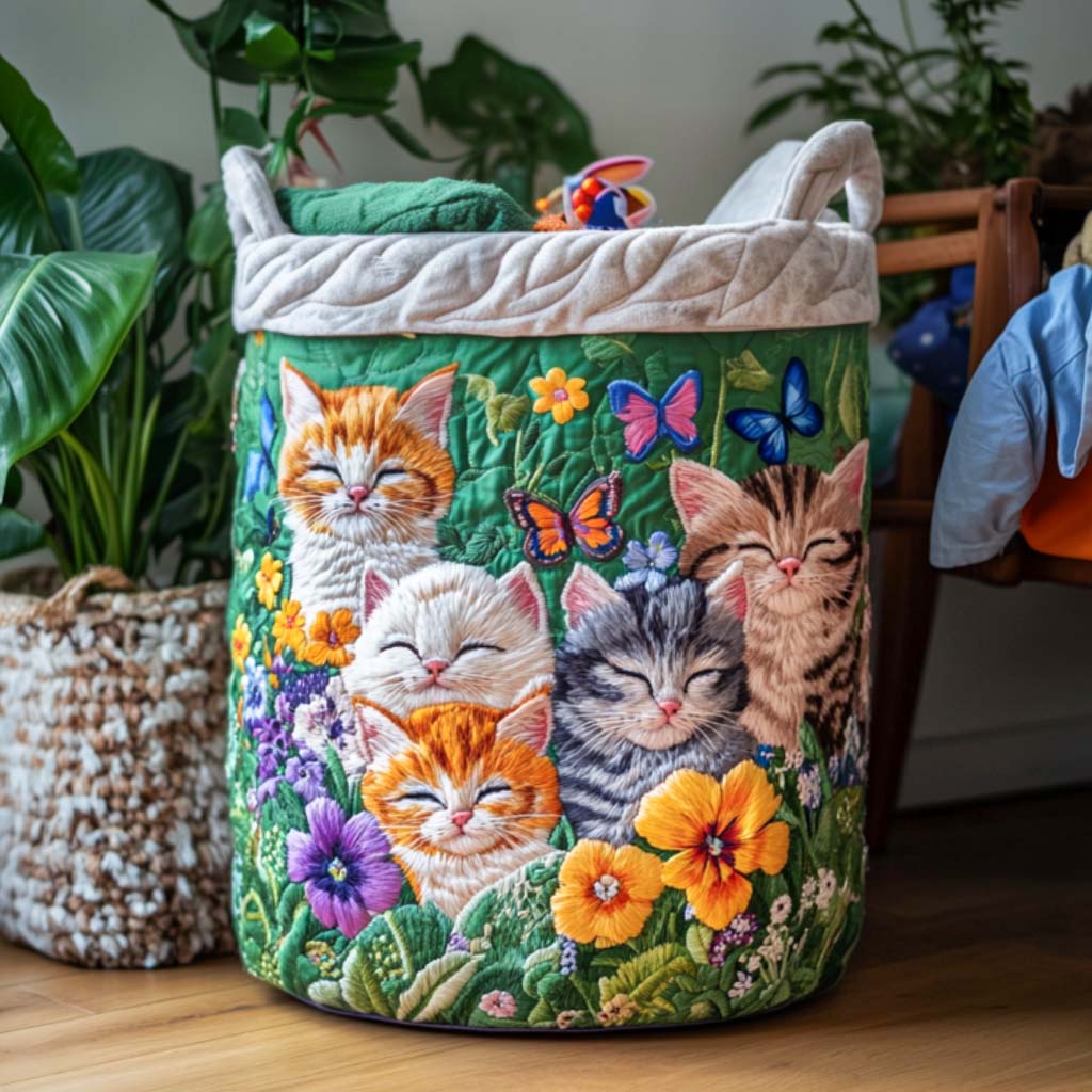 Quilted Laundry Basket - Cat Cuddle Corner