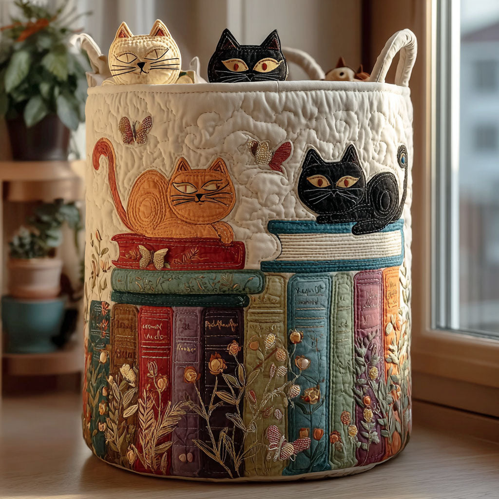 Quilted Laundry Basket - Cat