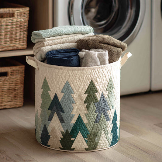 Quilted Laundry Basket - Christmas Trees
