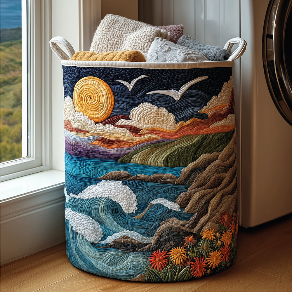 Quilted Laundry Basket - Coast at Dawn