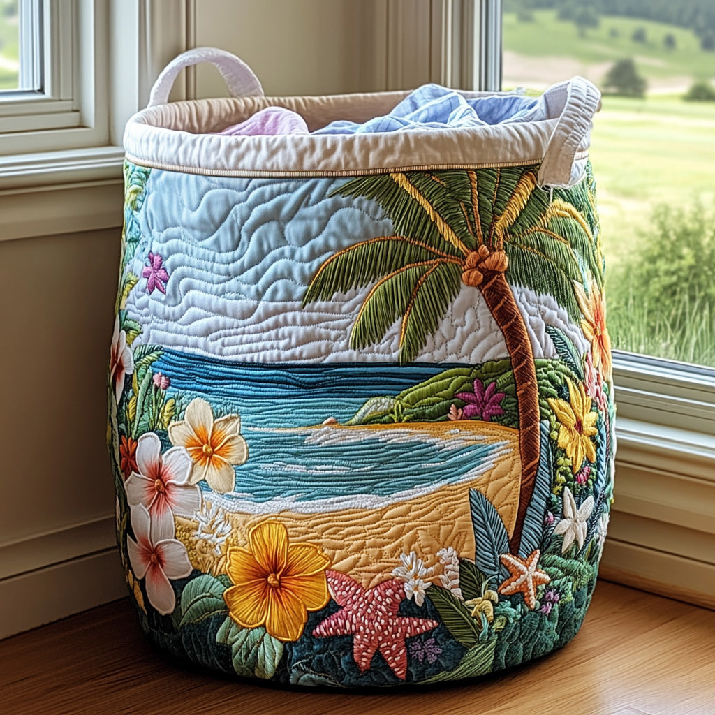 Quilted Laundry Basket - Coastal Charm