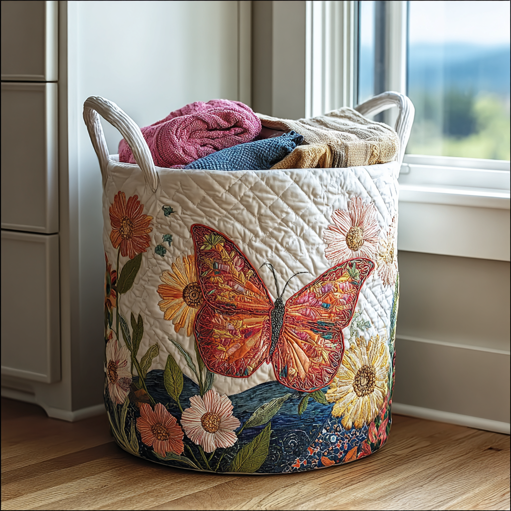 Quilted Laundry Basket - Colorful Beauty