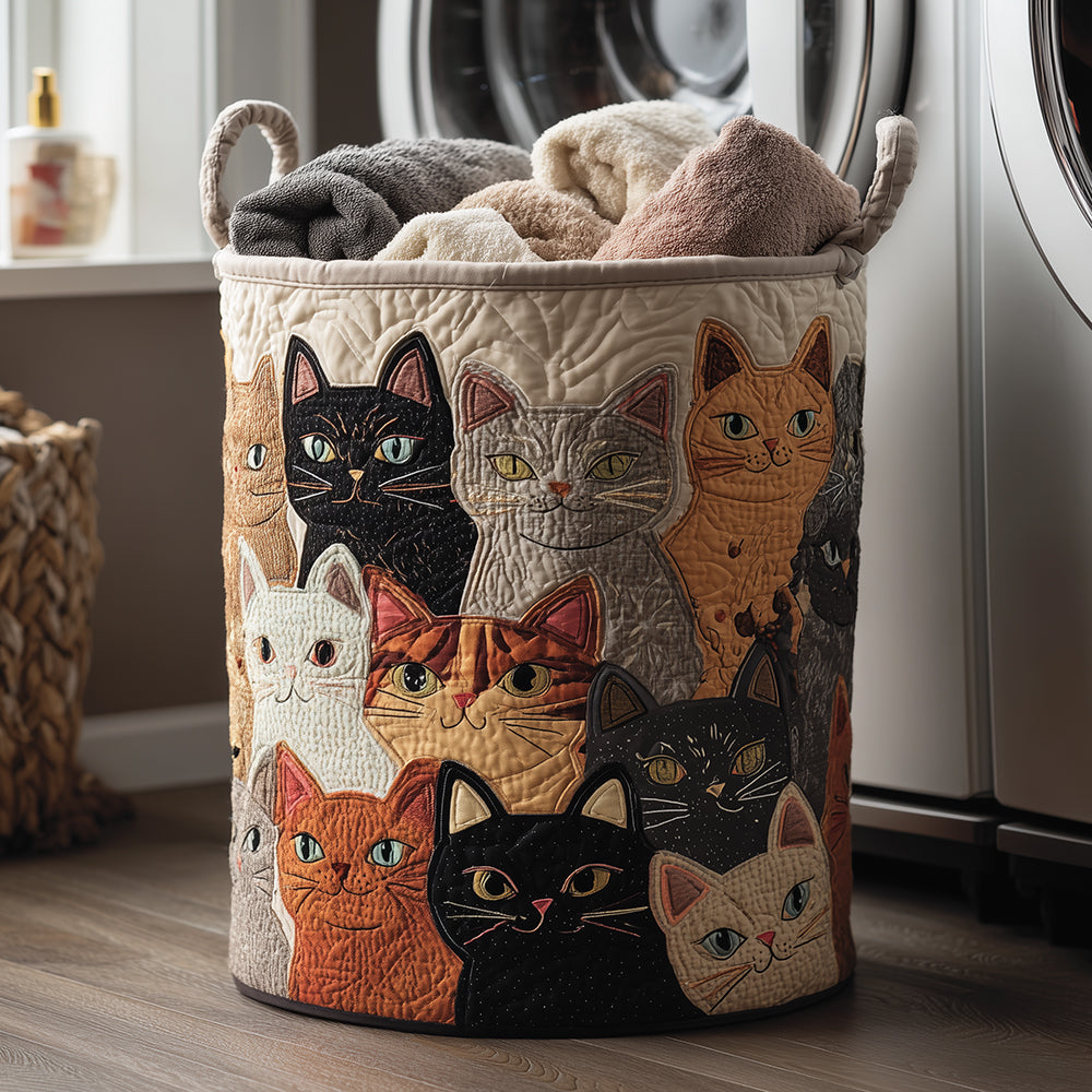 Quilted Laundry Basket - Cozy Purr