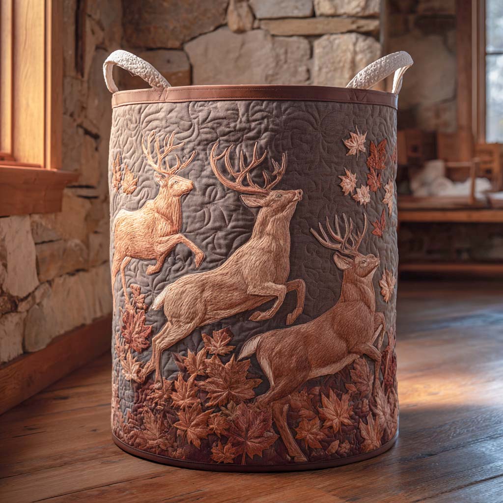 Quilted Laundry Basket - Deer