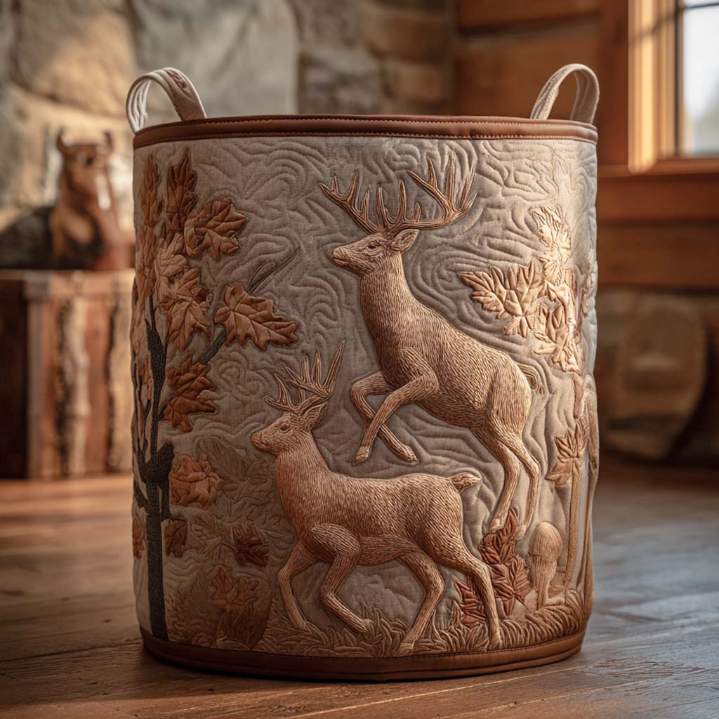 Quilted Laundry Basket - Deer