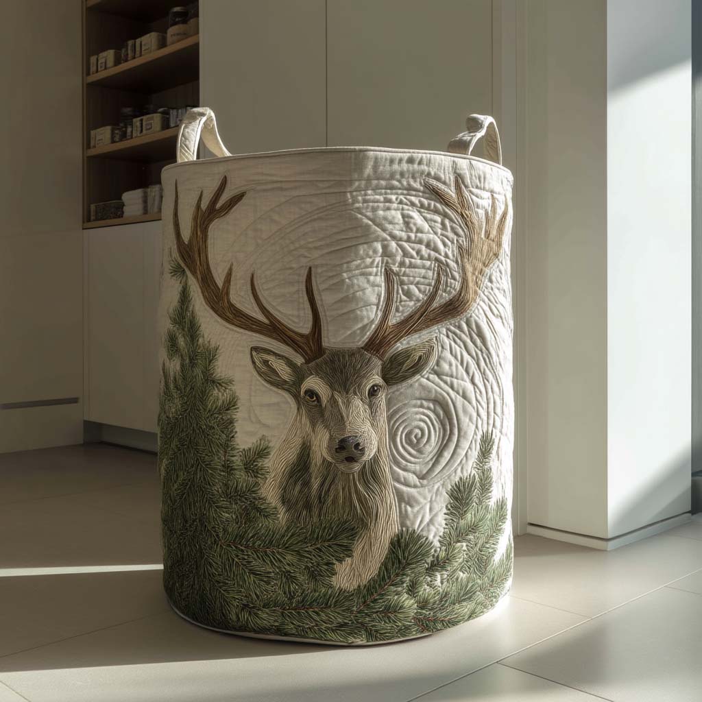 Quilted Laundry Basket - Deer