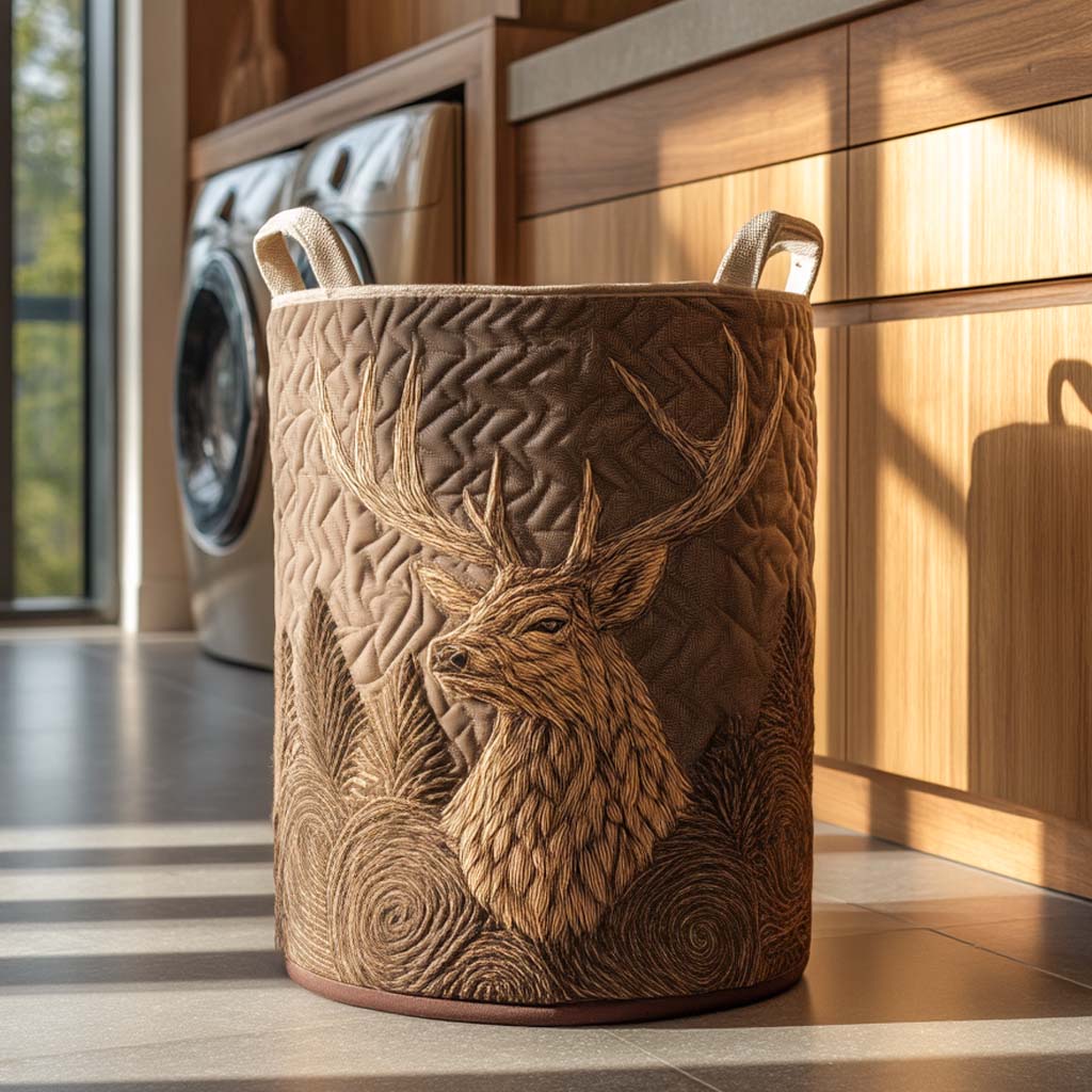 Quilted Laundry Basket - Deer