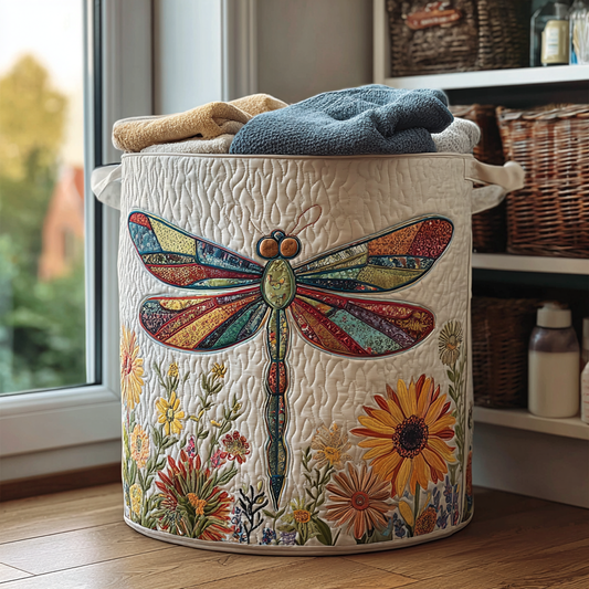 Quilted Laundry Basket - Dragonfly Pattern