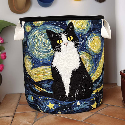 Quilted Laundry Basket - Elegant Feline