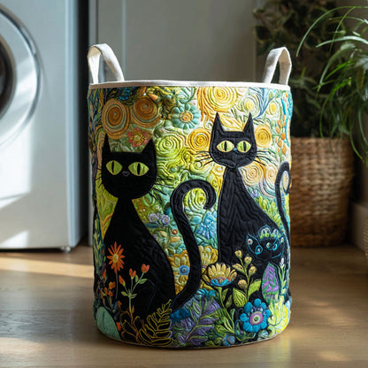Quilted Laundry Basket - Feline Fiesta