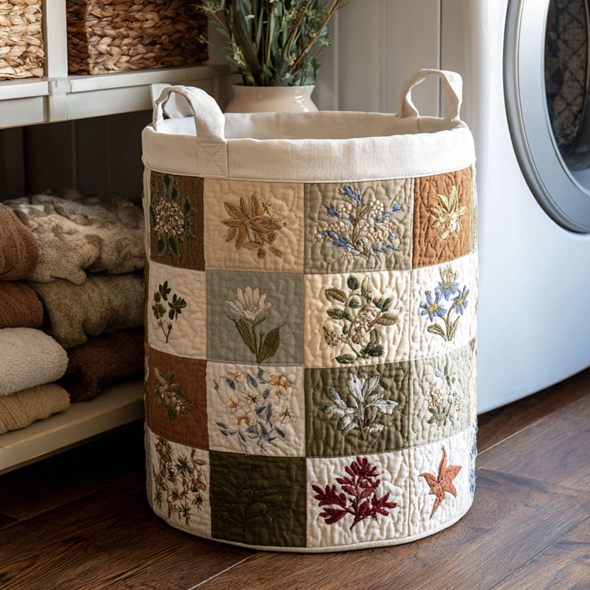 Quilted Laundry Basket - Floral Altar