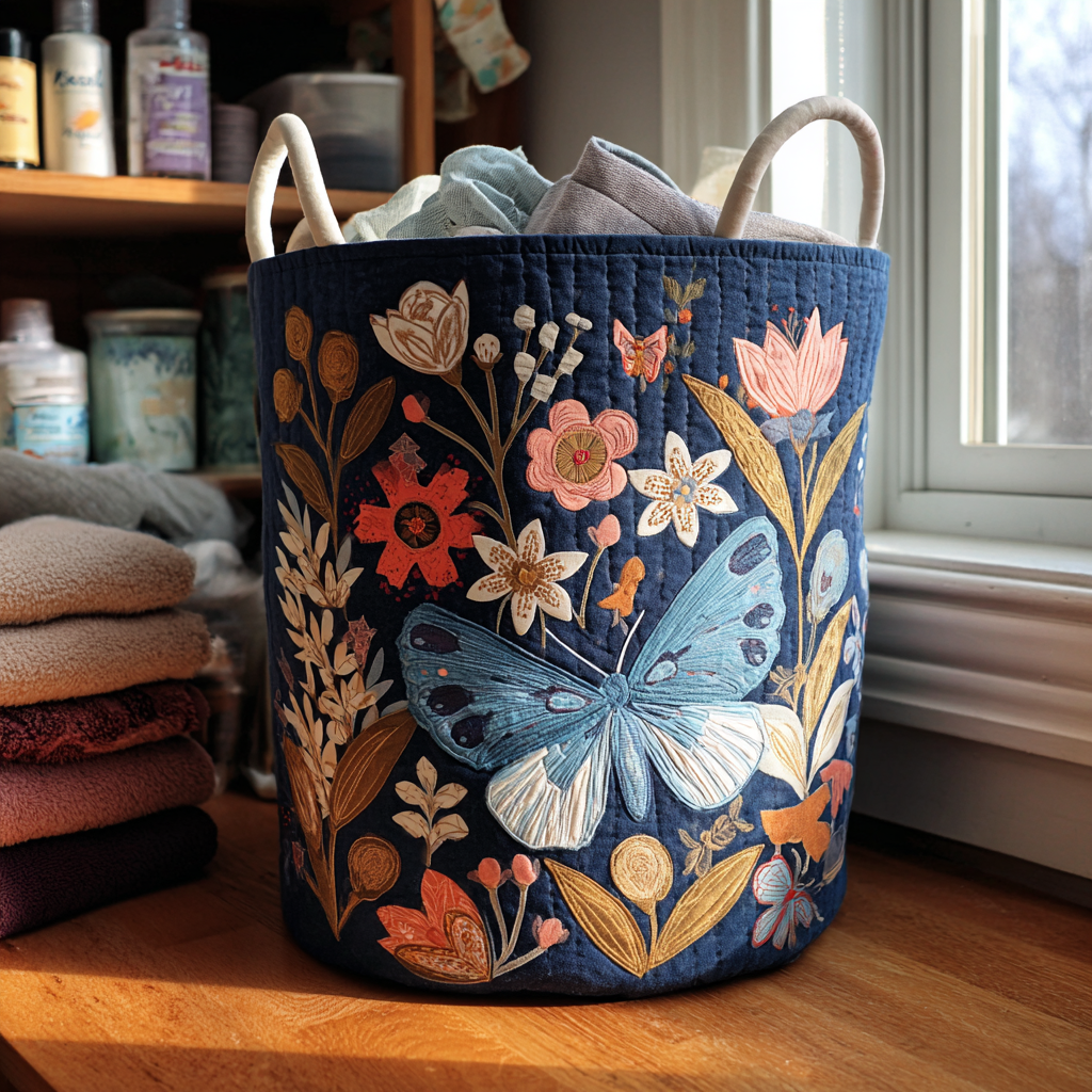 Quilted Laundry Basket - Floral Flight
