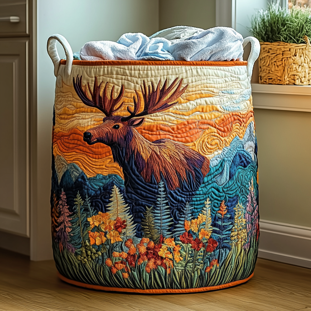 Quilted Laundry Basket - Forest