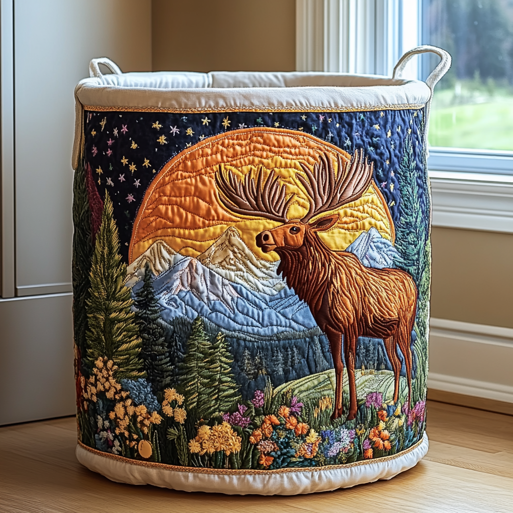 Quilted Laundry Basket - Forest