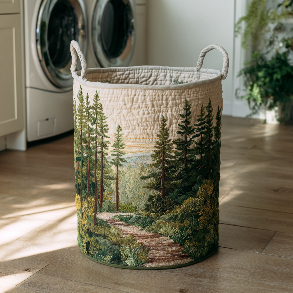 Quilted Laundry Basket - Forest Path