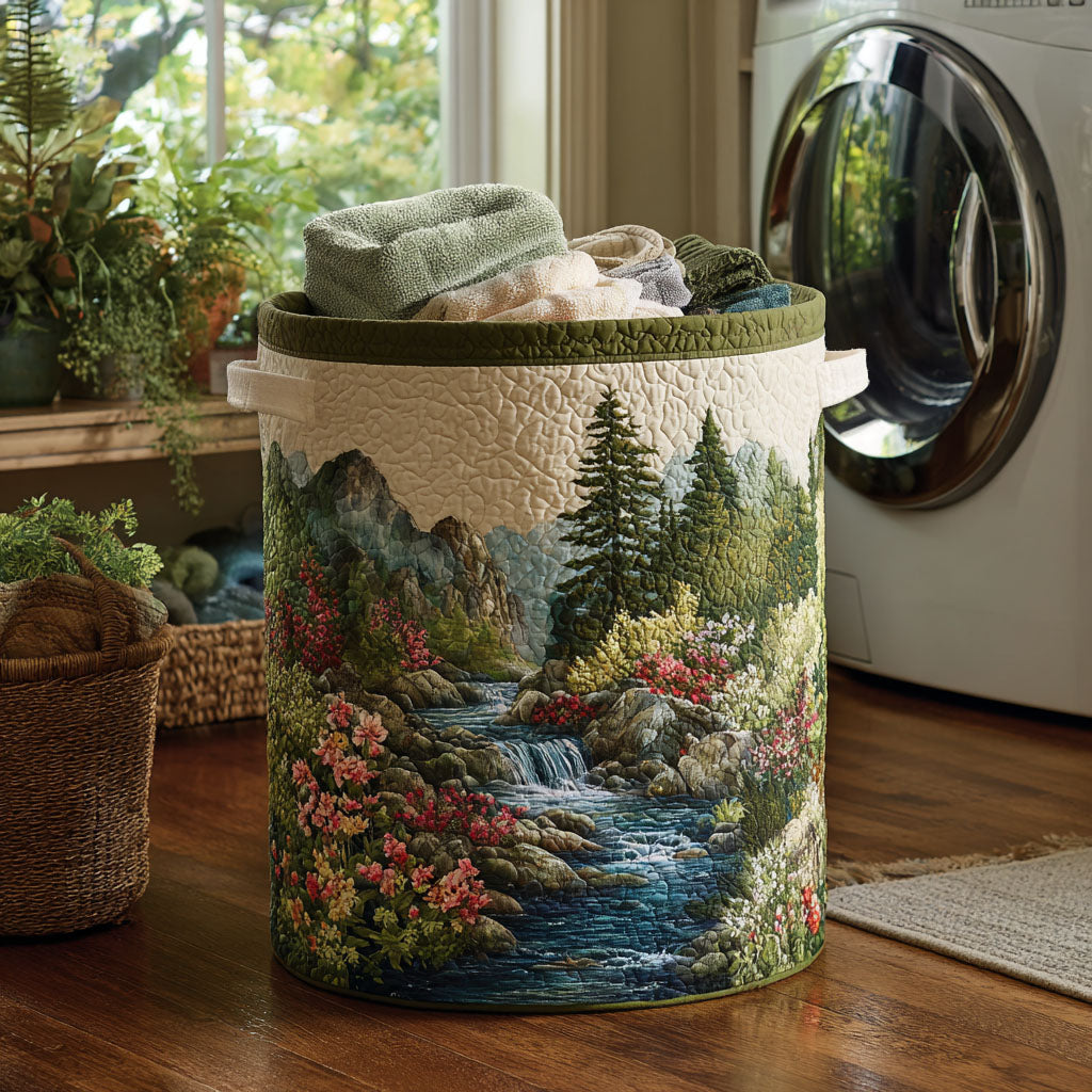 Quilted Laundry Basket - Forest Stream