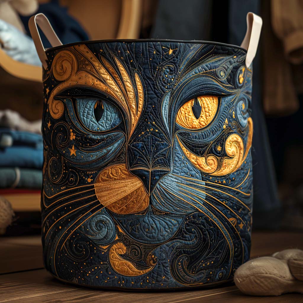 Quilted Laundry Basket - Galactic Cat