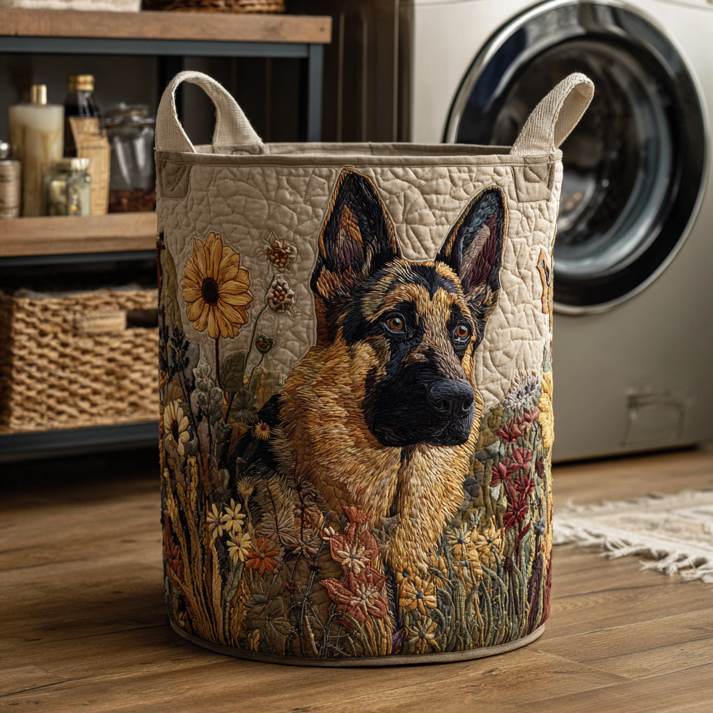 Quilted Laundry Basket - German Shepherd II