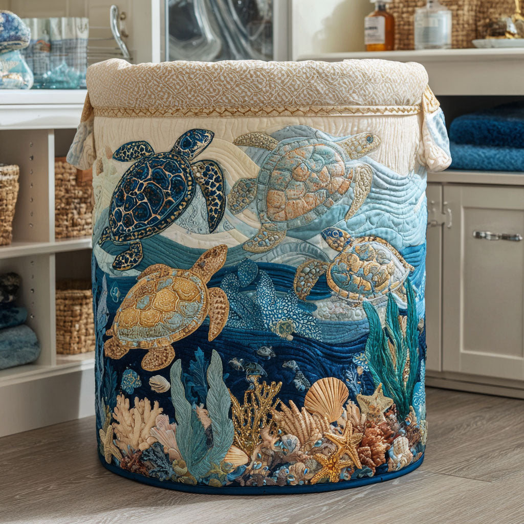 Quilted Laundry Basket - Glossy Shells