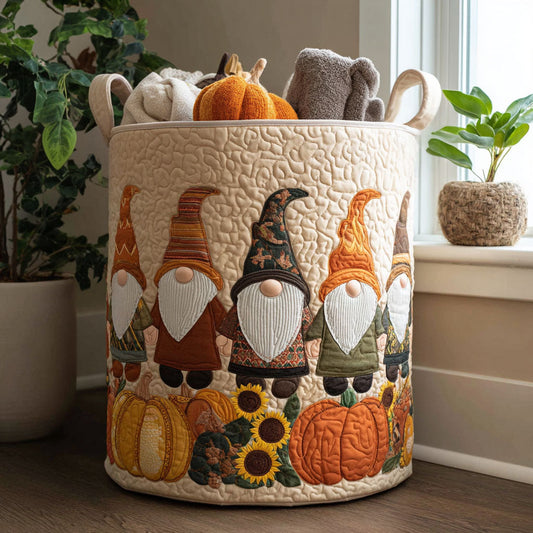 Quilted Laundry Basket - Gnome in the Pumpkin Patch