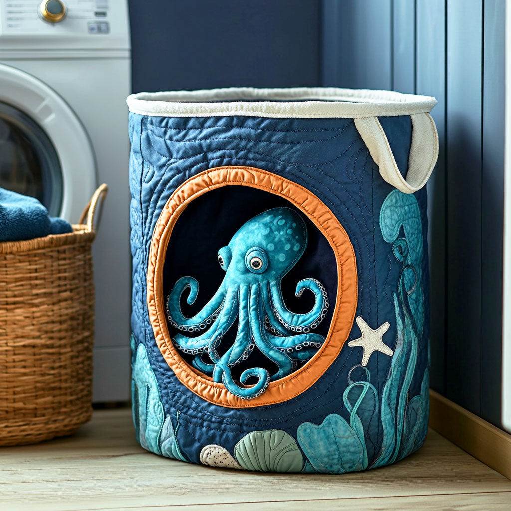 Quilted Laundry Basket - Hidden Octopus