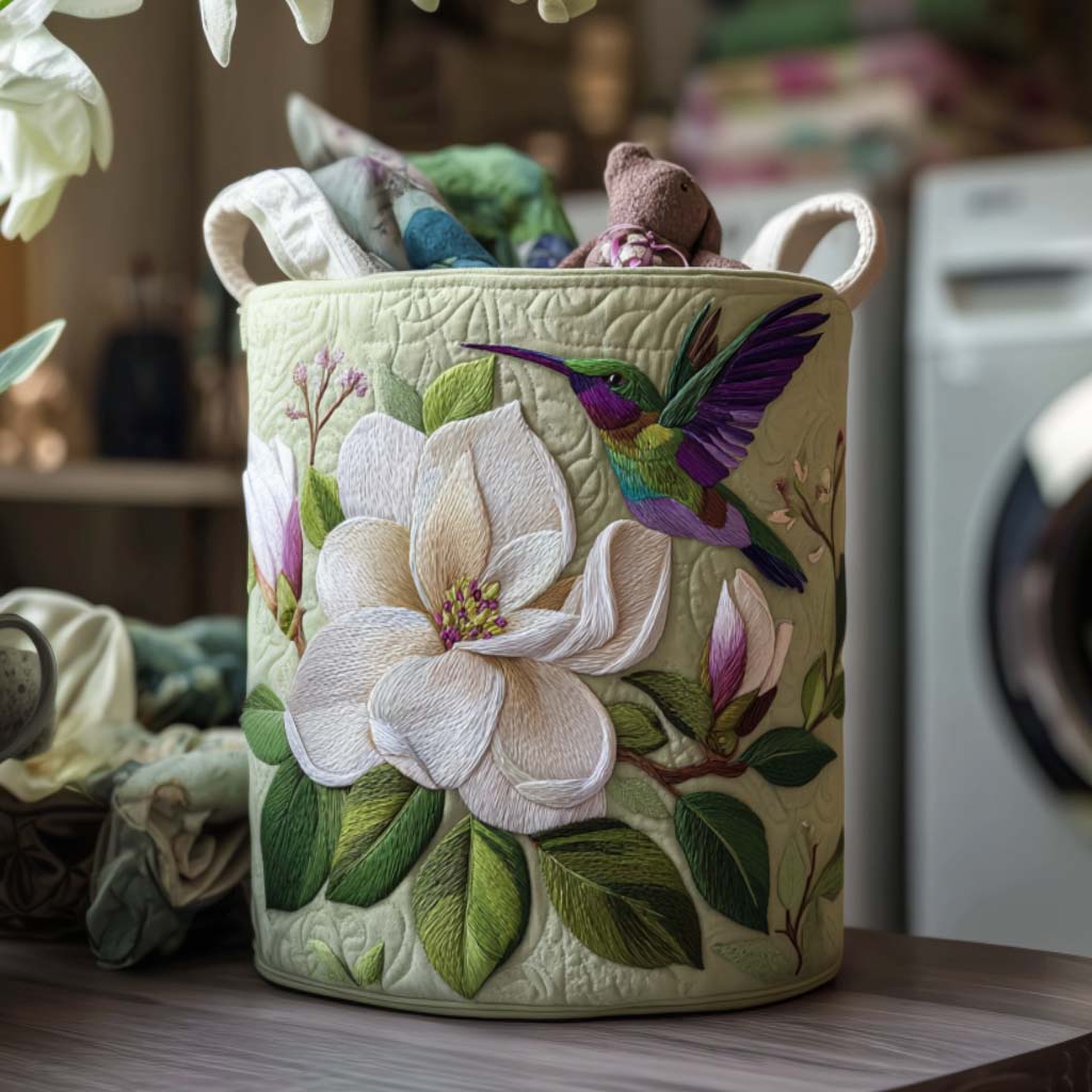 Quilted Laundry Basket - Hummingbird